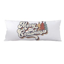 Vintage Merry Christmas 20x54 Body Pillow Cover, Classic Merry Christmas Tree