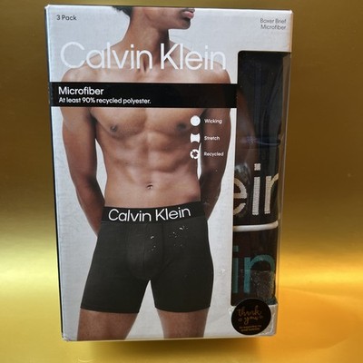 Calvin Klein Boxer Briefs Stretch 3 Pack Size LARGE 36-38  Underwear Microfiber