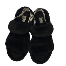 Ugg Oh Yeah Double Strap Sling Back Black Shearling Size 8