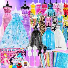 800 PCS Fashion Designer Kits for Girls, Doll Clothes Making Kit with 4 Mannequi