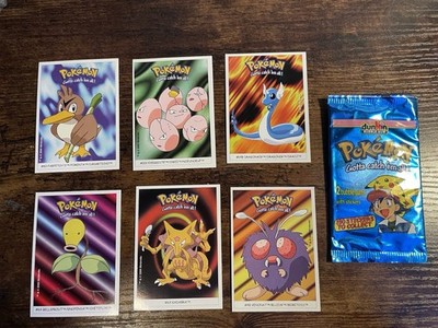 Pokemon Sticker 1999, Dunkin Bubble Gum, 6 Stück mit Verpackung