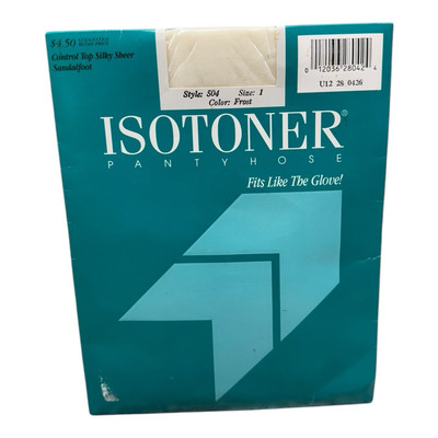 Vintage 1986 Isotoner Silky Sheer Control Top Sandalfoot Size 1 Pantyhose Frost