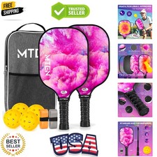 Pickleball Paddles Set of 2/4/1, USAPA Approved Fiberglass Rackets  Lightwei...