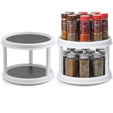 2 Pack, 2 Tier 10" Turntable Lazy Susan Spice Organizer - Rotating Seasoning ...