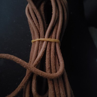 Cowhide Leather Laces Round Shoes Boots Clothing Cut 2 Size Yak Brown 3 mm 80'' L