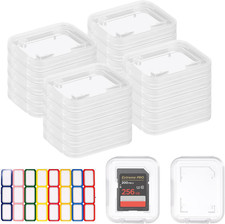 20 Pcs Clear SD Card Holder, Plastic SD Card Case with 24 Pcs Card Labels Standa