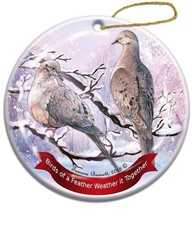 Holiday Pet Gifts Mourning Doves Bird Porcelain Christmas Ornament