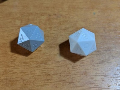 Vintage Gamescience Würfel 1 x weiß 1 x grau D20-Stil Perzentil (0-9 zweimal) Ex