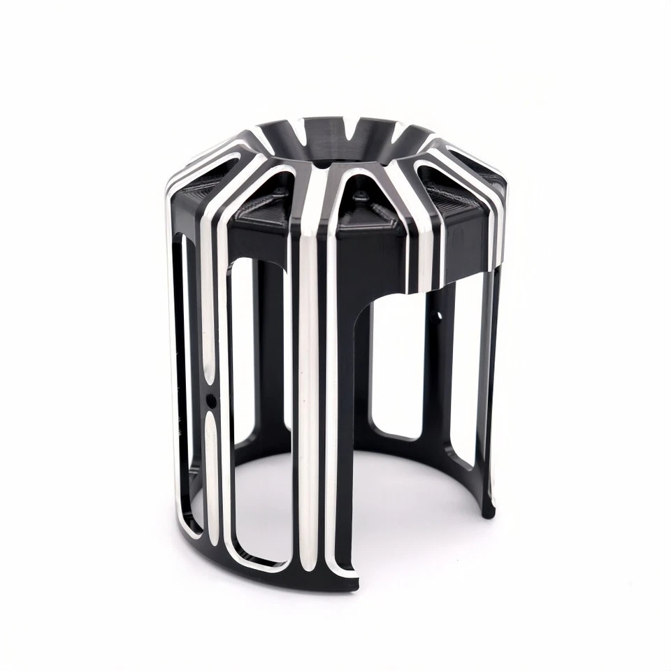 Tapa de tapa de filtro de aceite de motocicleta corte de borde negro para Harley Road King Glide Foto 3 de 4