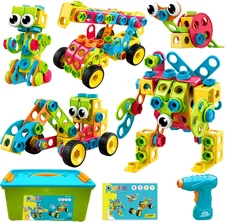 NXONE 195 PCS Educational STEM Toys for Boys and Girls Ages 3 4 5 6 7 8 9 10 Con