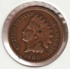 US Rare Old West 1908 Indian Head Penny Coin American Collection Shield Cent USA