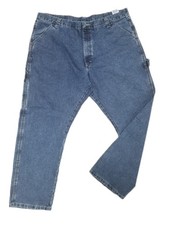 Men's Wrangler Jeans blue denim size W42 L30 side pocket  tool loop-E59