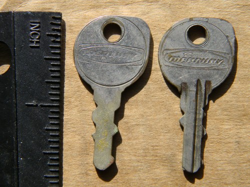 Vintage Mercury Marine Brass Key Lot of 2  #'s 102 133 Outboard Motor Boat Keys
