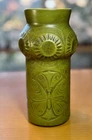 Vintage McCoy Pottery Boho Mid-Century Scandia Incised Green Butterfly Vase 9"