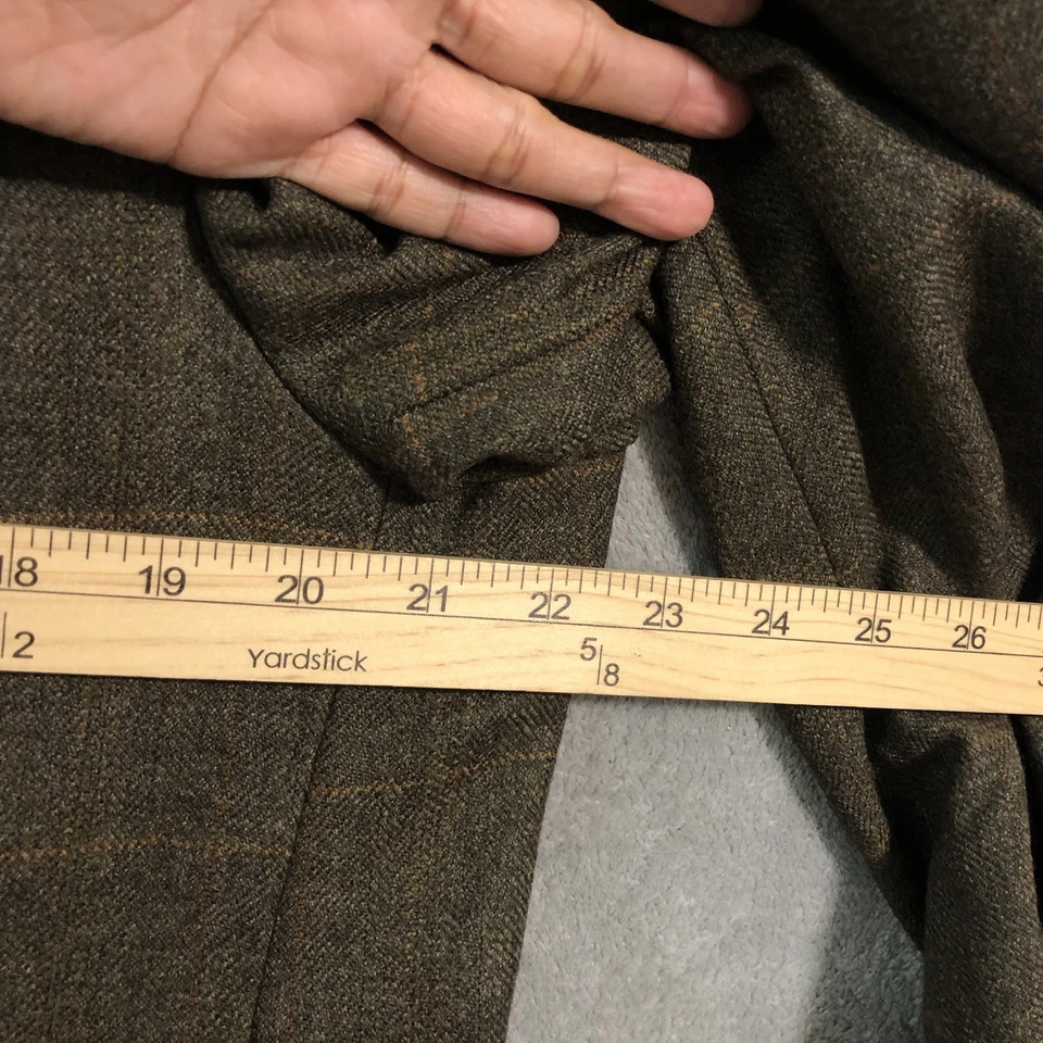 Ralph Lauren Chaps Virgin Wool Blazer Sports Coat Mens 42R Moss Green Windowpane - Image 4 of 4