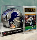 Barry Sanders Signed Mini Helmet + Rookie Card Gem Mint 10