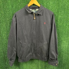 VTG Polo Ralph Lauren Harrington Jacket Men's Medium Navy Cotton Plaid Lined 90s