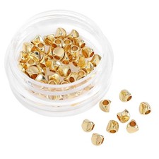 14K Gold Plated Twisted Spacer Beads 3x3mm 50pcs for Jewelry Making Findings ...