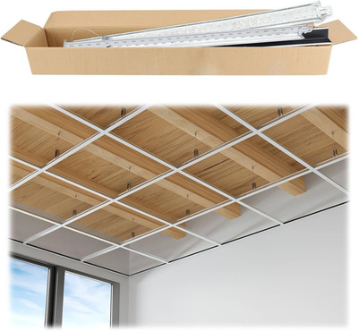 64 Sq Ft Drop Ceiling Grid System - Easy Install Galvanized Steel Kit, White