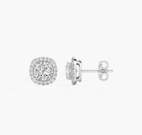 IGI Certified 2.40 TCW Cushion Lab Grown Diamond Minimalist Stud Fine Earrings - Bild 4 von 12