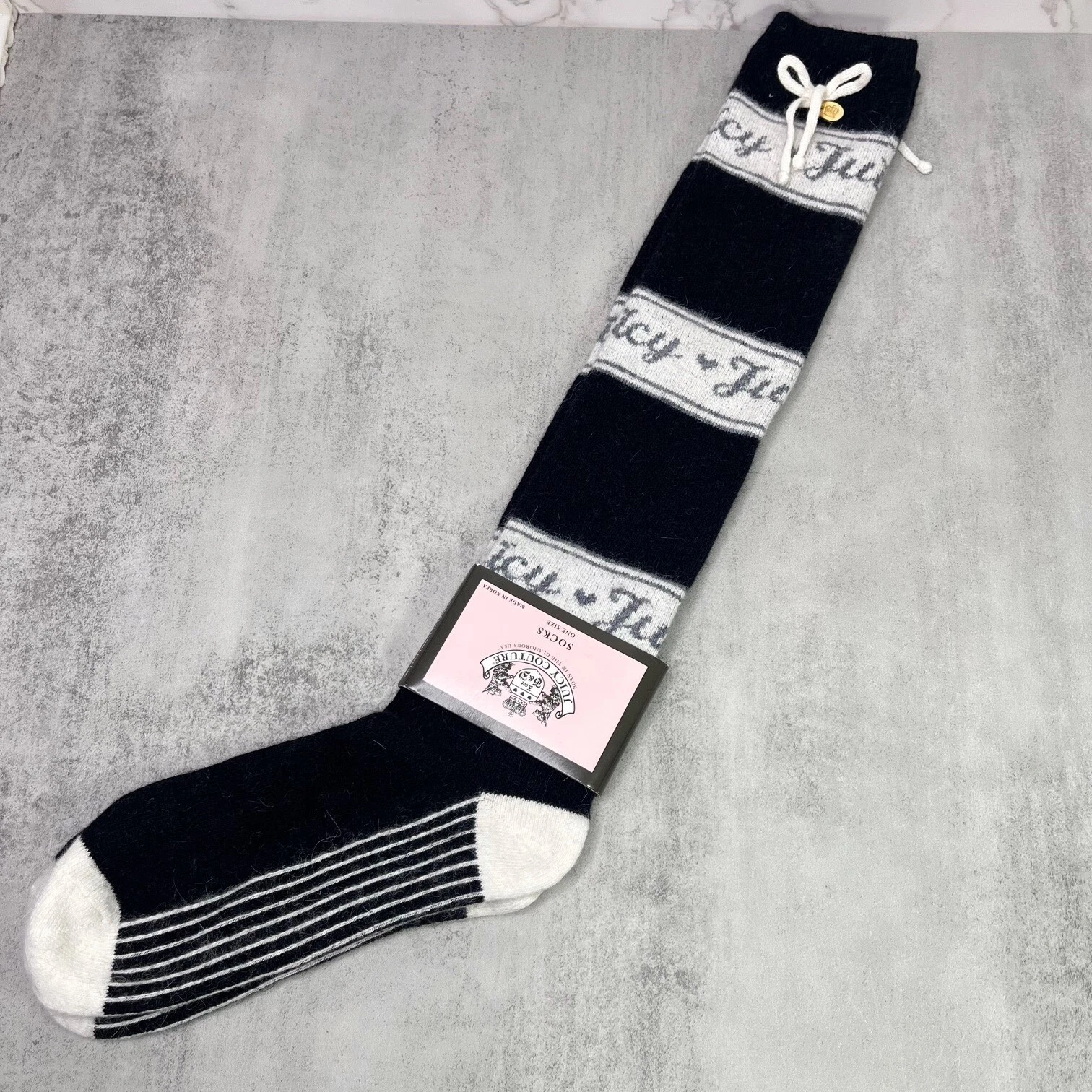 Juicy Couture Y2K RARE! Wool Blend/Angora/Modal Knee High Socks Black NWT