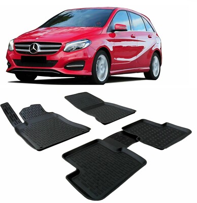 Recambo Tappetini Auto In Gomma 3D Per Mercedes Classe V W447 (2014+) - Su Misura Con Bordi Rialzati - Beige (Anteriori)