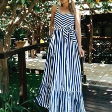 j crew striped ruffle maxi dress