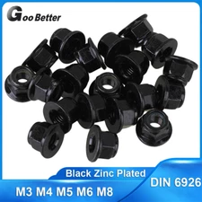 M3 - M8 Flange Nylon Insert Lock Nuts Black Zinc Plated Hex Nylock Nut DIN 6926