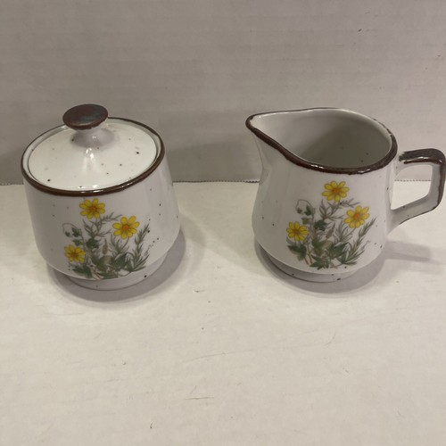 Set crema e zucchero ceramica vintage, margherite, Giappone, adesivo - Foto 5 di 5