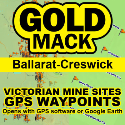 BALLARAT+CRESWICK GOLD+MINE SITES - GPS Waypoint Map .KML DIGITAL FILE EMAILED