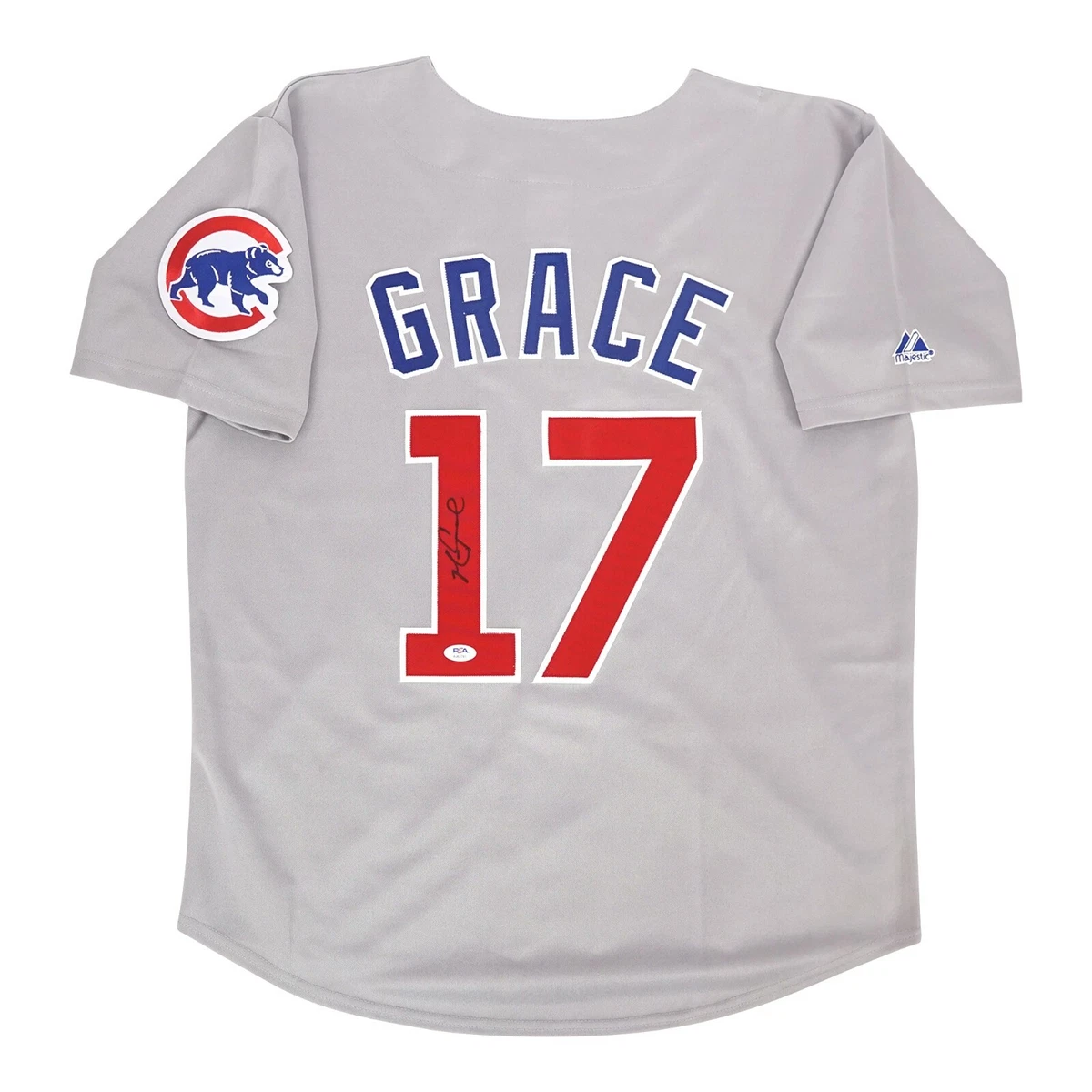 Mark Grace signed Chicago Cubs Grey Road Jersey w/ Team Patch PSA/DNA