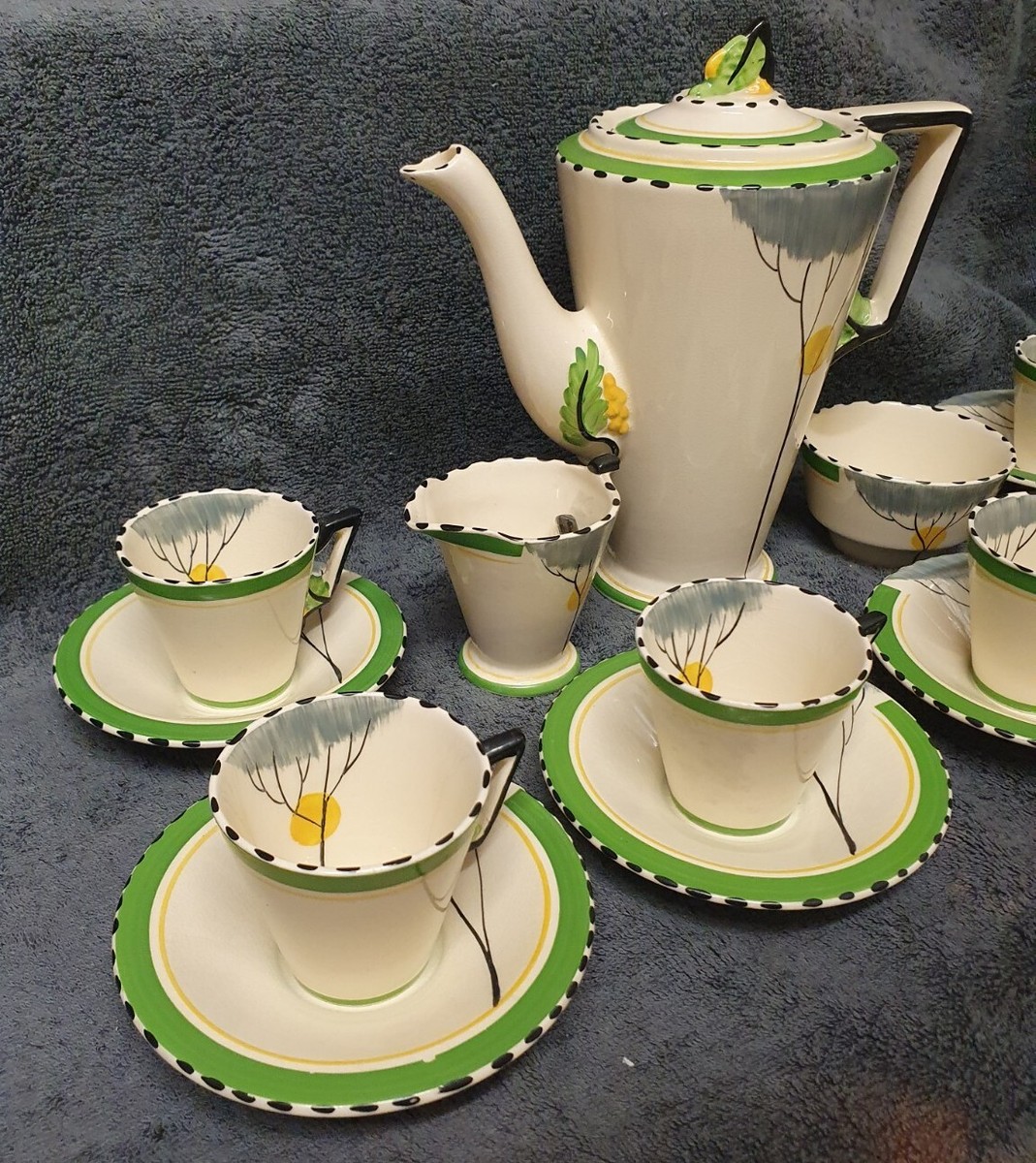🔶️RARE BURLEIGH WARE ART DECO COFFEE SERVICE CLARICE CLIFF