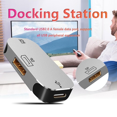USB C To DP Adapter Hub 3-in-1 PD USB Multiport Power Delivery Dock Converter - Picture 12 of 12