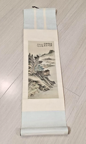 Japanese Bonsai hanging scroll small KAKEJIKU Landscape Ink paint L28.3" *271 - Picture 1 of 9