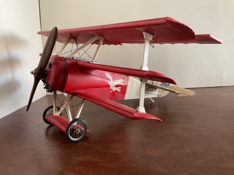 Fokker DR 1 Triplane WW1 Red Baron Large Wood & Metal 18” x 15" Airplane RARE!!