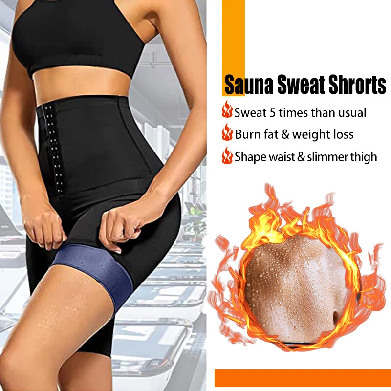 Women High Waist Sauna Sweat Body Shaper Pants Workout Leggings Shorts Shapewear