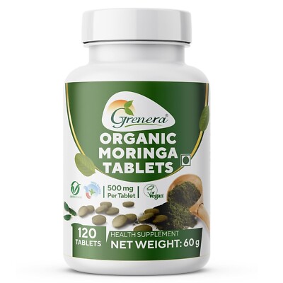 Grenera Organic Certified Moringa Tablets 120 Free Shipping World Wide