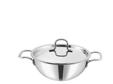 VINOD Stainless Steel Tri Ply DEEP Kadai Wok Saucepan, Food Server Dish