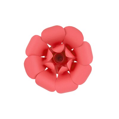 Mega Crafts - 12'' Handmade Paper Pedal Flower - Coral, 1PC