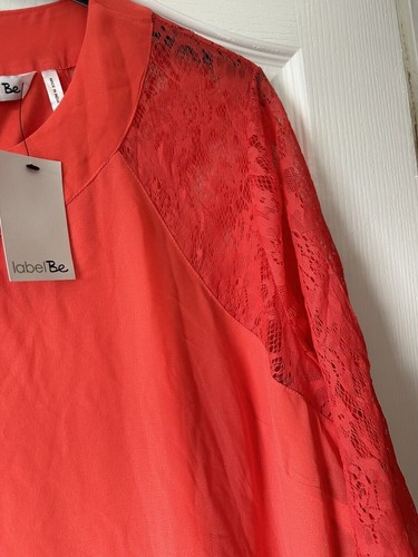 Women Plus Size 24 BNWT Simply Be Orange Top with Lace detail Short Sleeved - Picture 11 of 15