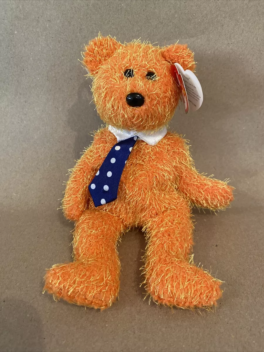 TyBeanie Baby 2002 Pappa Bear Orange Blue Tie Dad Father