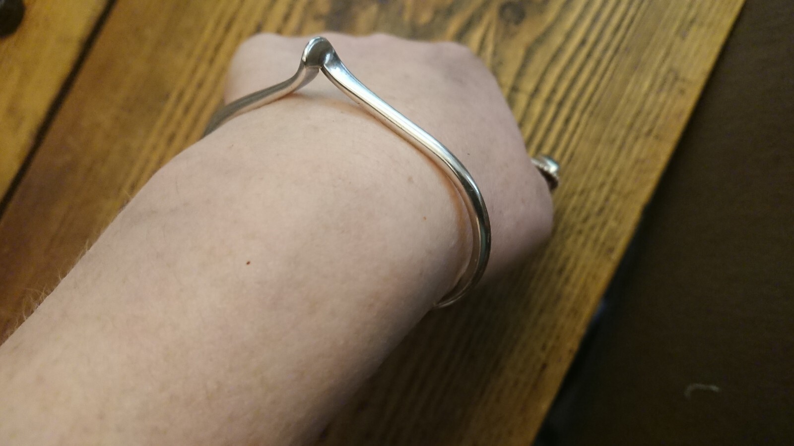 Solid Sterling Silver Cuff Bangle Simple Twist Br… - image 4