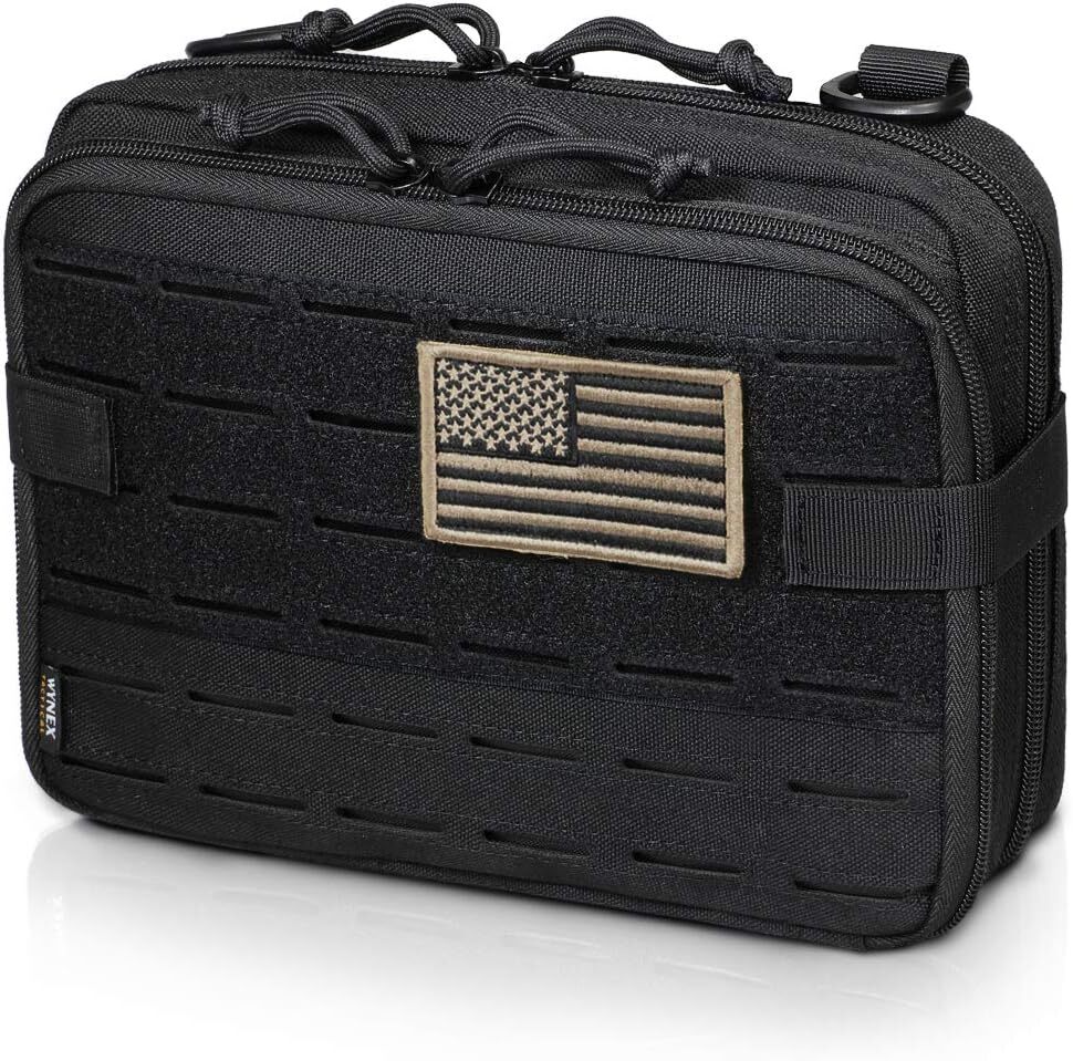 WYNEX Tactical Molle Admin Pouch of Laser Cut Design, Free Size, Black