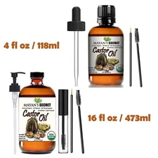 Mayan's Secret - Castor Oil Organic Cold Pressed Unrefined Glass Bottle