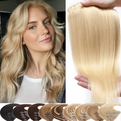 #ad #ad 100% Human Hair Extensions Clip in Real Remy Hair Full Head Caramel US CLEARANCE $77.83