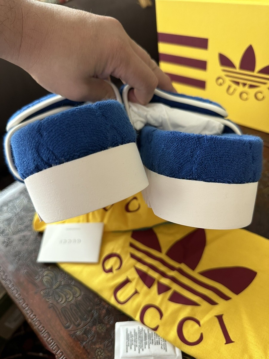 GUCCI x ADIDAS スライドサンダル 青　新品　サイズ9 adidas×GUCCI アディレッタ スライドサンダル ブルー 9 - メルカリ