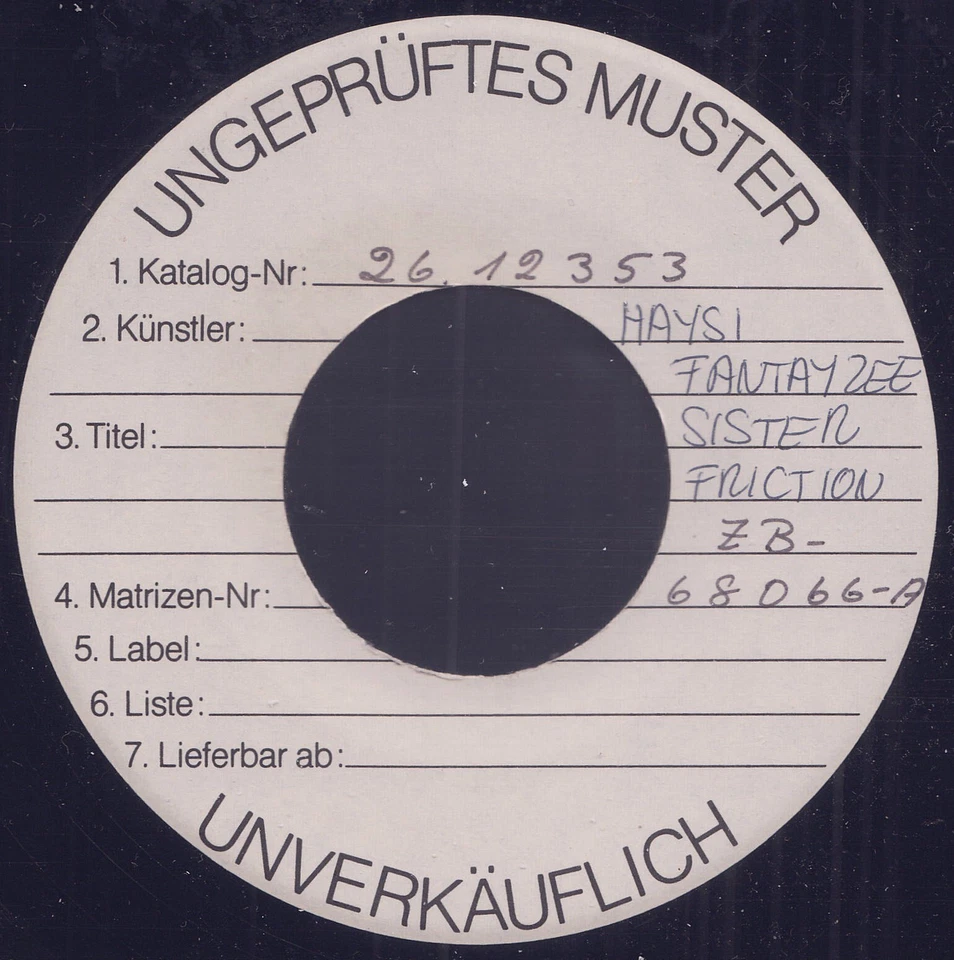 HAYSI FANTAYZEE: Sister Friction (´83 / rare orig. German W/L TEST PRESSING) - Bild 1 von 1