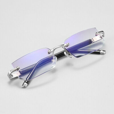 Mens Womens Tinted Rimless Reading Glasses Blue Light Blocking Readers +1.0 ~4.0