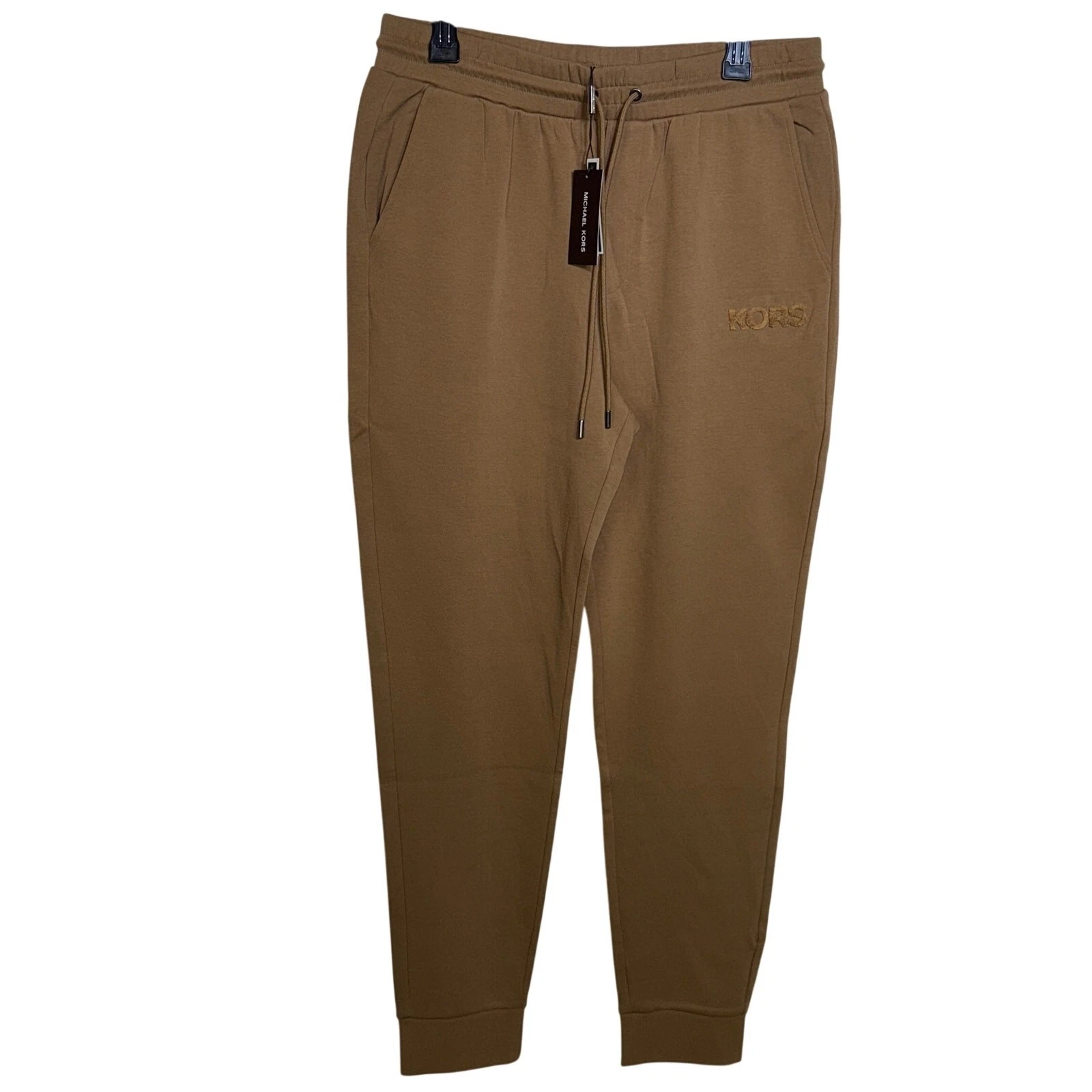 Michael Kors Men's Textured-Logo Jogger Pants, Dark Camel medium $128