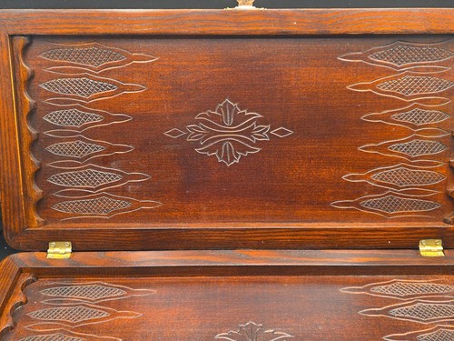 Juego de backgammon de lujo de 21" tablero de juego piezas de cuero madera hecho a mano - Imagen 7 de 7